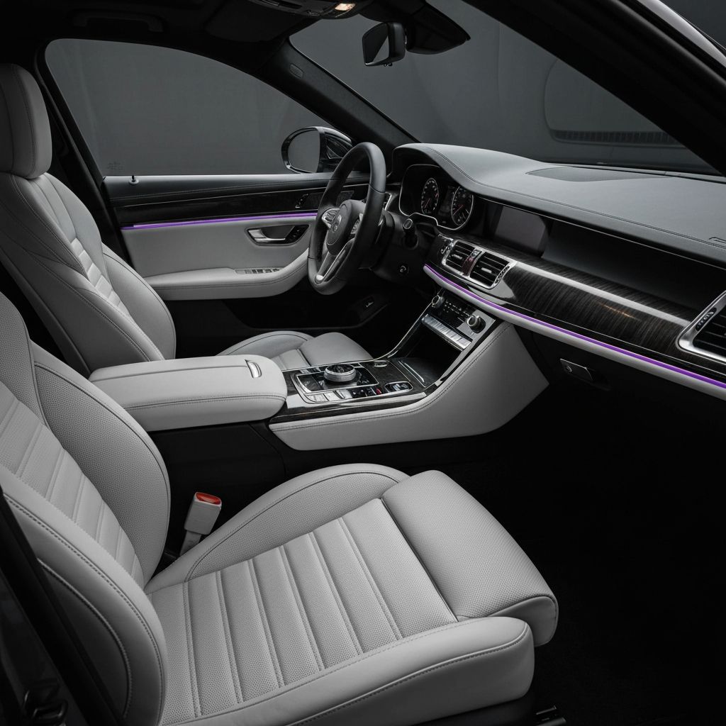 Pristine luxury car interior after professional interior detailing service